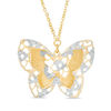 Thumbnail Image 1 of Made in Italy Textured Lattice Butterfly Necklace in 14K Two-Tone Gold