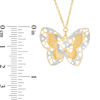 Thumbnail Image 3 of Made in Italy Textured Lattice Butterfly Necklace in 14K Two-Tone Gold