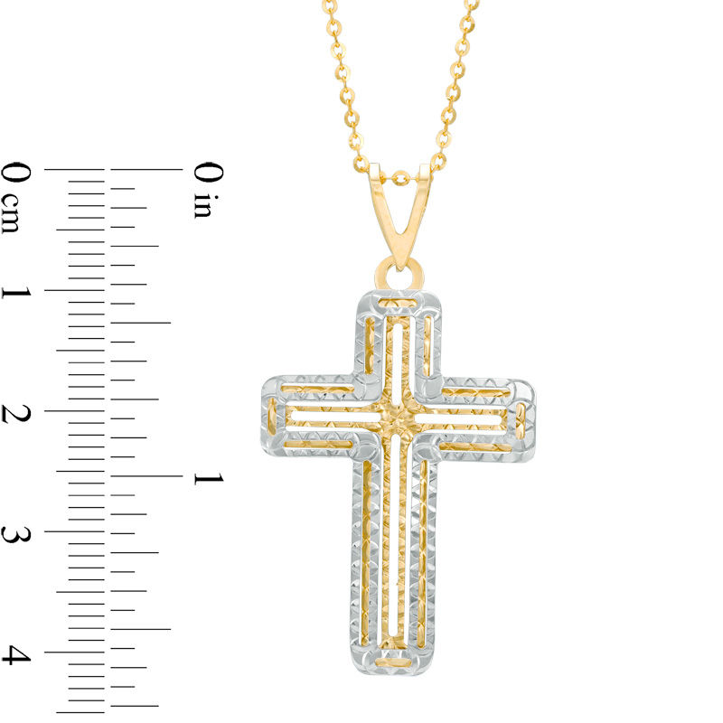 Stainless Steel Two-Tone Silver & Gold Cross on 24