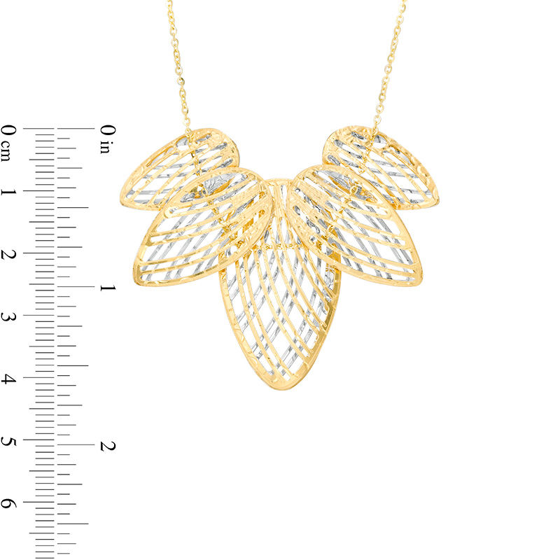 Main Image 2 of Made in Italy Diamond-Cut Pear-Shaped Lattice Necklace in 14K Two-Tone Gold
