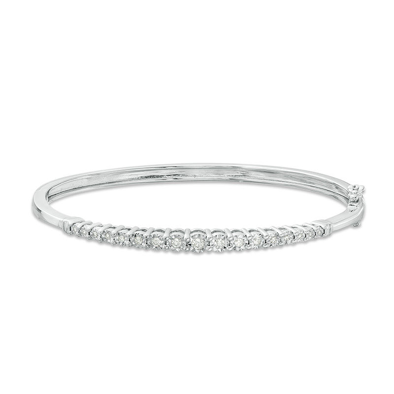 1/4 CT. T.W. Diamond Graduated Bangle in Sterling Silver