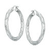 37.75mm Diamond-Cut Spiral Hoop Earrings in Sterling Silver