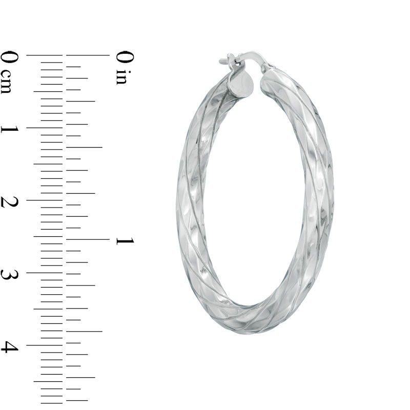 Main Image 2 of 37.75mm Diamond-Cut Spiral Hoop Earrings in Sterling Silver