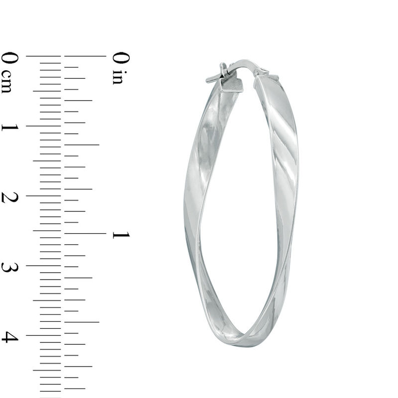Main Image 2 of Oval Twist Hoop Earrings in Sterling Silver
