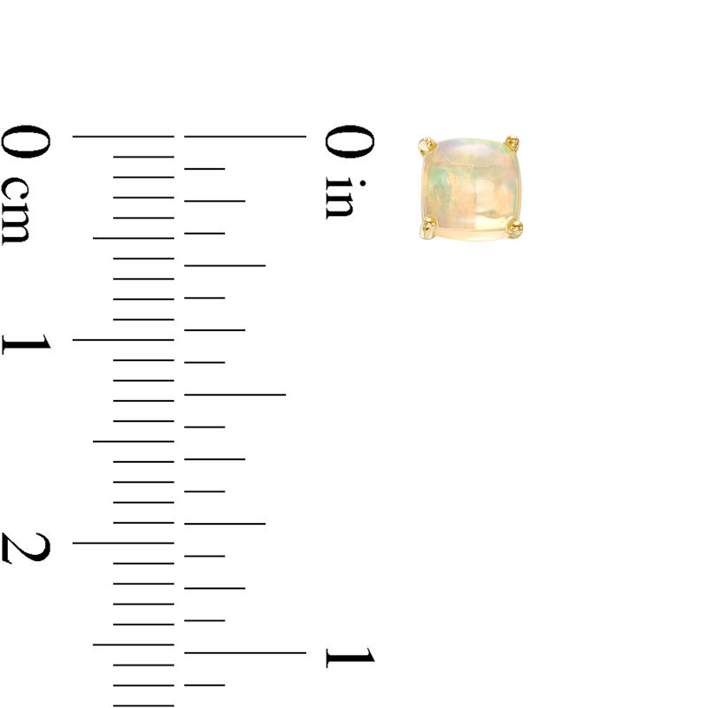 Main Image 2 of 5.0mm Cushion-Cut Opal Solitaire Stud Earrings in 10K Gold
