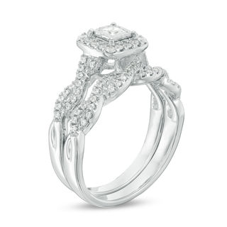 5/8 CT. T.W. Princess-Cut Diamond Frame Twist Bridal Set in