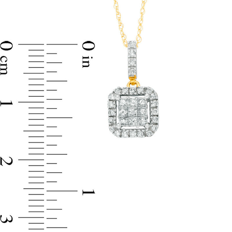 Main Image 2 of 1/3 CT. T.W. Princess-Cut Diamond Frame Pendant in 10K Gold