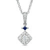 Thumbnail Image 0 of Vera Wang Love Collection 3/8 CT. T.W. Diamond and Princess-Cut Blue Sapphire Pendant in 14K White Gold