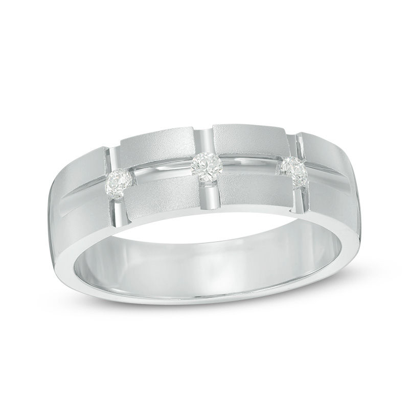 Main Image 1 of 1/8 CT. T.W. Diamond Three Stone Band in 10K White Gold