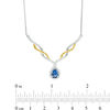 Thumbnail Image 1 of Pear-Shaped Lab-Created Ceylon Blue and White Sapphire Chevron Necklace in Sterling Silver with 14K Gold Plate