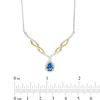 Thumbnail Image 2 of Pear-Shaped Lab-Created Ceylon Blue and White Sapphire Chevron Necklace in Sterling Silver with 14K Gold Plate