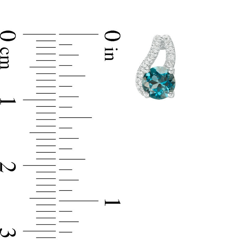 5.0mm London Blue Topaz and Lab-Created White Sapphire Drop Earrings in Sterling Silver