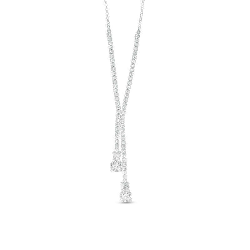 Main Image 1 of Lab-Created White Sapphire Lariat Necklace in Sterling Silver