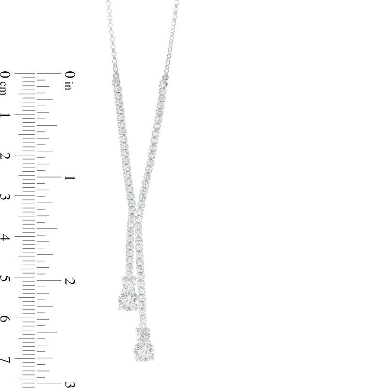Main Image 2 of Lab-Created White Sapphire Lariat Necklace in Sterling Silver