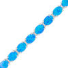 Thumbnail Image 0 of Oval Lab-Created Blue Opal and White Sapphire Bracelet in Sterling Silver - 7.5"