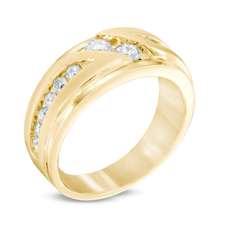 Main Image 2 of Ever Us® 1 CT. T.W. Two Stone Diamond Satin Slant Band in 14K Gold