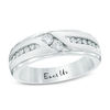 Thumbnail Image 1 of Ever Us® Men's 1/2 CT. T.W. Two Stone Diamond Satin Slant Band in 14K White Gold