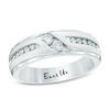 Thumbnail Image 0 of Ever Us® Men's 1/2 CT. T.W. Two Stone Diamond Satin Slant Band in 14K White Gold