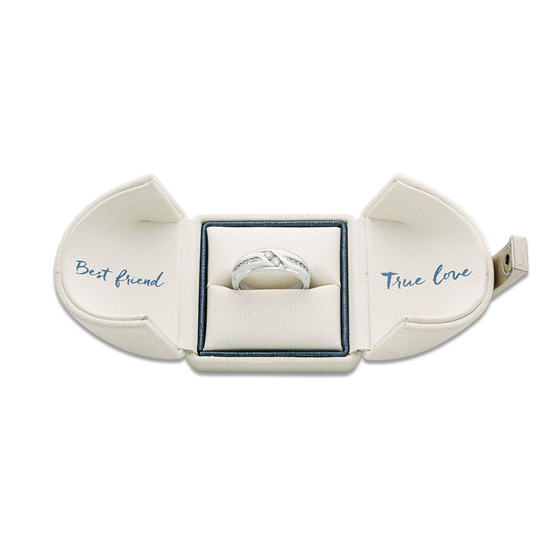 Main Image 3 of Ever Us® Men's 1/2 CT. T.W. Two Stone Diamond Satin Slant Band in 14K White Gold