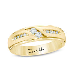 Clearance Rings Zales Outlet Ever Us Men S 1 4 Ct T W Two Stone Diamond Satin Slant Band