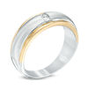 Thumbnail Image 1 of Ever Us® Men's 1/5 CT. T.W. Two Stone Square-Cut Diamond Satin Band in 14K Two-Tone Gold