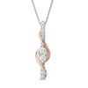 Thumbnail Image 1 of Ever Us® 1/4 CT. T.W. Two-Stone Diamond Linear Swirl Pendant in 14K Two-Tone Gold - 19"