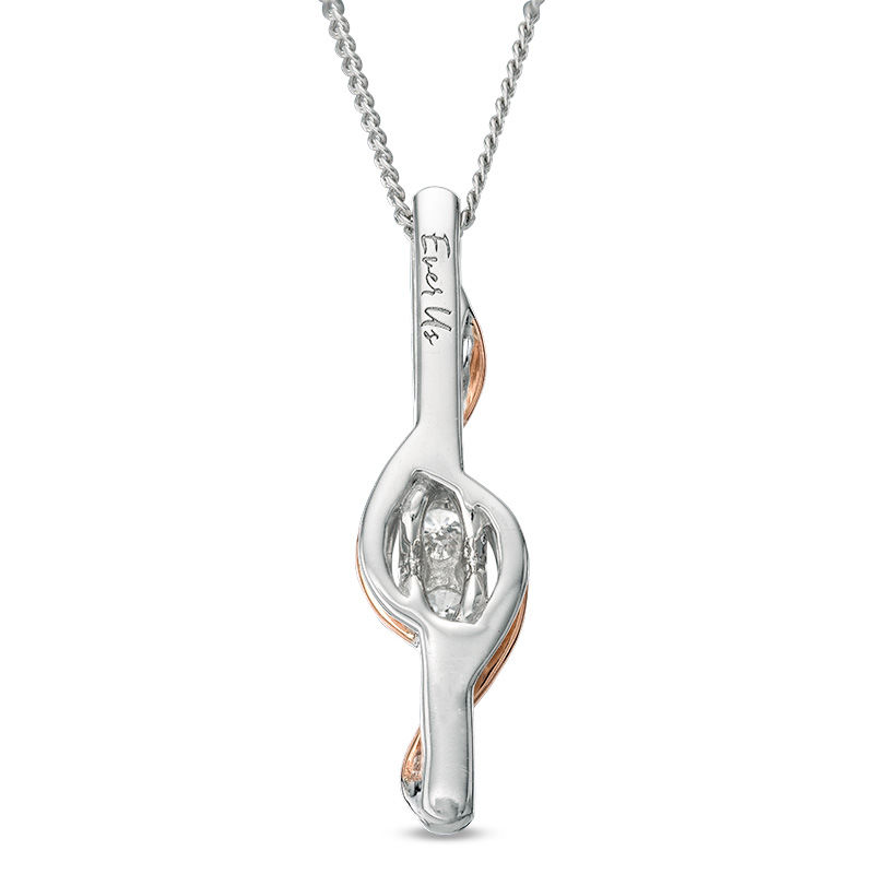 Main Image 2 of Ever Us® 1/4 CT. T.W. Two-Stone Diamond Linear Swirl Pendant in 14K Two-Tone Gold - 19"