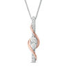 Thumbnail Image 0 of Ever Us® 1/2 CT.T.W. Two-Stone Diamond Linear Swirl Pendant in 14K Two-Tone Gold - 19"