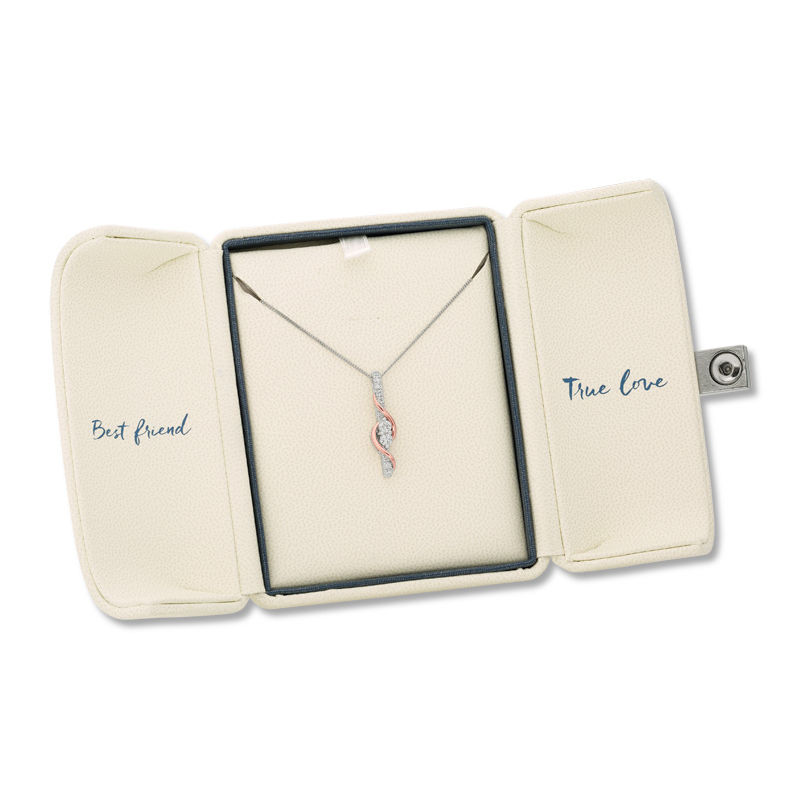 Main Image 3 of Ever Us® 1/2 CT.T.W. Two-Stone Diamond Linear Swirl Pendant in 14K Two-Tone Gold - 19"