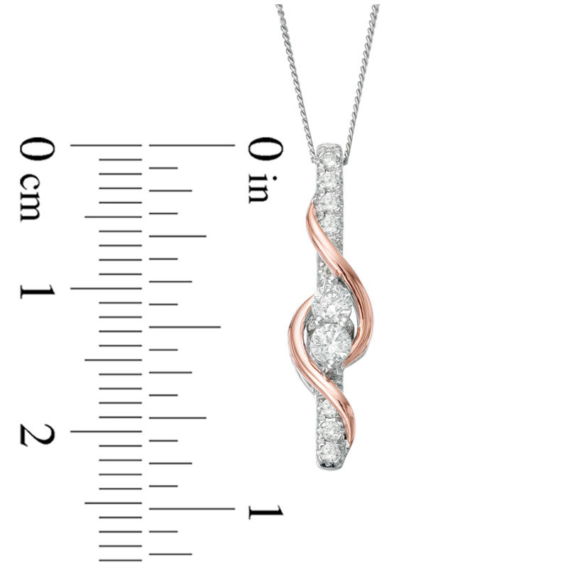 Ever Us® 1/2 CT.T.W. Two-Stone Diamond Linear Swirl Pendant in 14K Two-Tone Gold - 19"