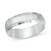 Thumbnail Image 1 of Men's 6.0mm Brushed Center Milgrain Comfort Fit Wedding Band in 10K White Gold