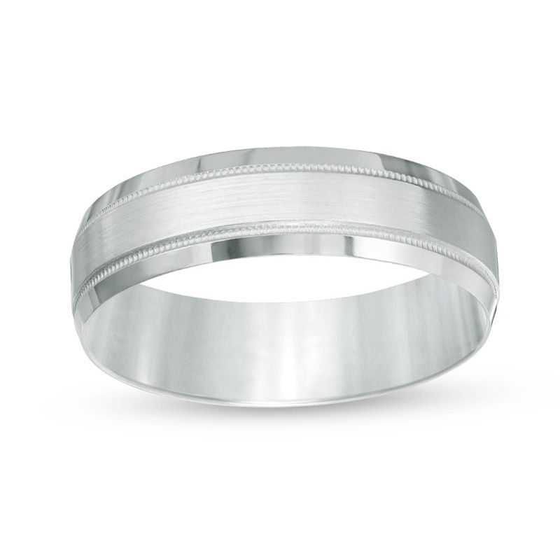 Men s 6.0mm Brushed Center Milgrain Comfort Fit Wedding Band in