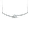 Thumbnail Image 0 of Ever Us® 1/2 CT. T.W. Two-Stone Diamond Bypass Necklace in 14K White Gold - 17"