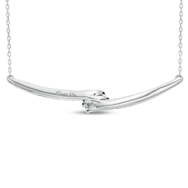Ever Us® 1/2 CT. T.W. Two-Stone Diamond Bypass Necklace in 14K White Gold - 17"