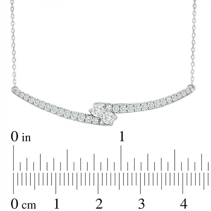 Ever Us® 1/2 CT. T.W. Two-Stone Diamond Bypass Necklace in 14K White Gold - 17"