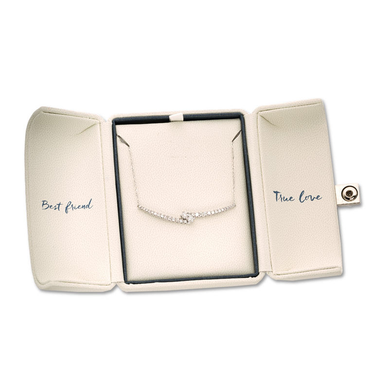 Main Image 3 of Ever Us® 1 CT. T.W. Two-Stone Diamond Bypass Necklace in 14K White Gold - 17"