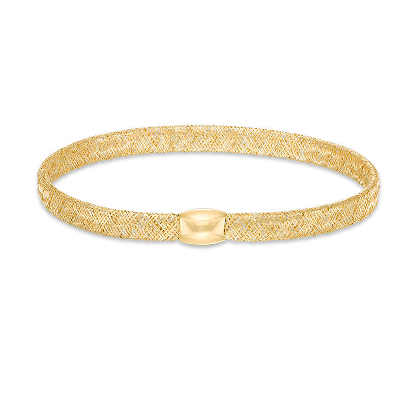 Main Image 1 of 4.0mm Mesh Slip-On Bangle in 14K Gold - 7.5"