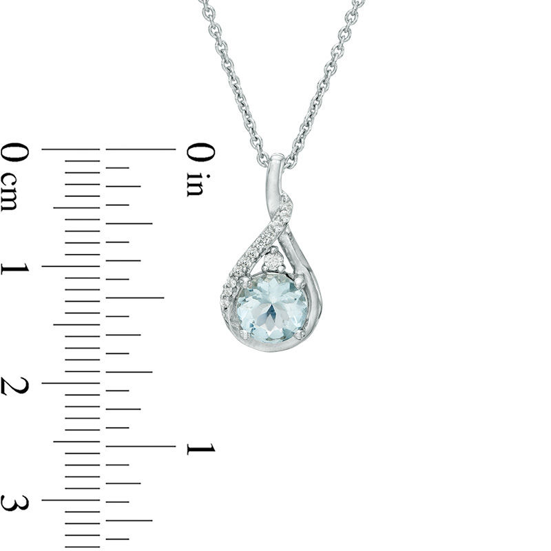 Main Image 3 of Aquamarine and Lab-Created White Sapphire Twisted Teardrop Pendant and Drop Earrings Set in Sterling Silver