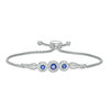 Thumbnail Image 0 of Lab-Created Blue and White Sapphire Frame with Loop Accent Bolo Bracelet in Sterling Silver - 9"