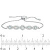 Thumbnail Image 2 of Multi-Shaped Lab-Created Opal and White Sapphire Frame Five Stone Bolo Bracelet in Sterling Silver - 9.0"