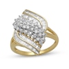 Thumbnail Image 1 of 1 CT. T.W. Baguette and Round Diamond Multi-Row Split Shank Ring in 10K Gold