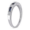 Thumbnail Image 1 of Baguette Blue Sapphire and Diamond Accent Three Stone Band in 10K White Gold