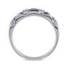 Thumbnail Image 2 of Baguette Blue Sapphire and Diamond Accent Three Stone Band in 10K White Gold
