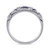 Thumbnail Image 3 of Baguette Blue Sapphire and Diamond Accent Three Stone Band in 10K White Gold