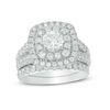 Thumbnail Image 1 of 2-1/2 CT. T.W. Certified Canadian Diamond Double Cushion Frame Bridal Set in 14K White Gold (I/I2)