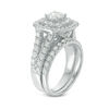 Thumbnail Image 1 of 2-1/2 CT. T.W. Certified Canadian Diamond Double Cushion Frame Bridal Set in 14K White Gold (I/I2)