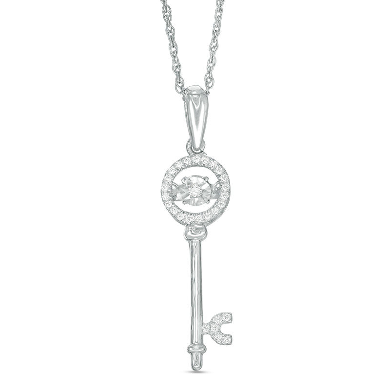 1/10 CT. T.W. Diamond Key Pendant in Sterling Silver