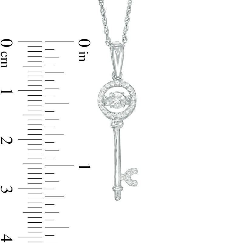 1/10 CT. T.W. Diamond Key Pendant in Sterling Silver