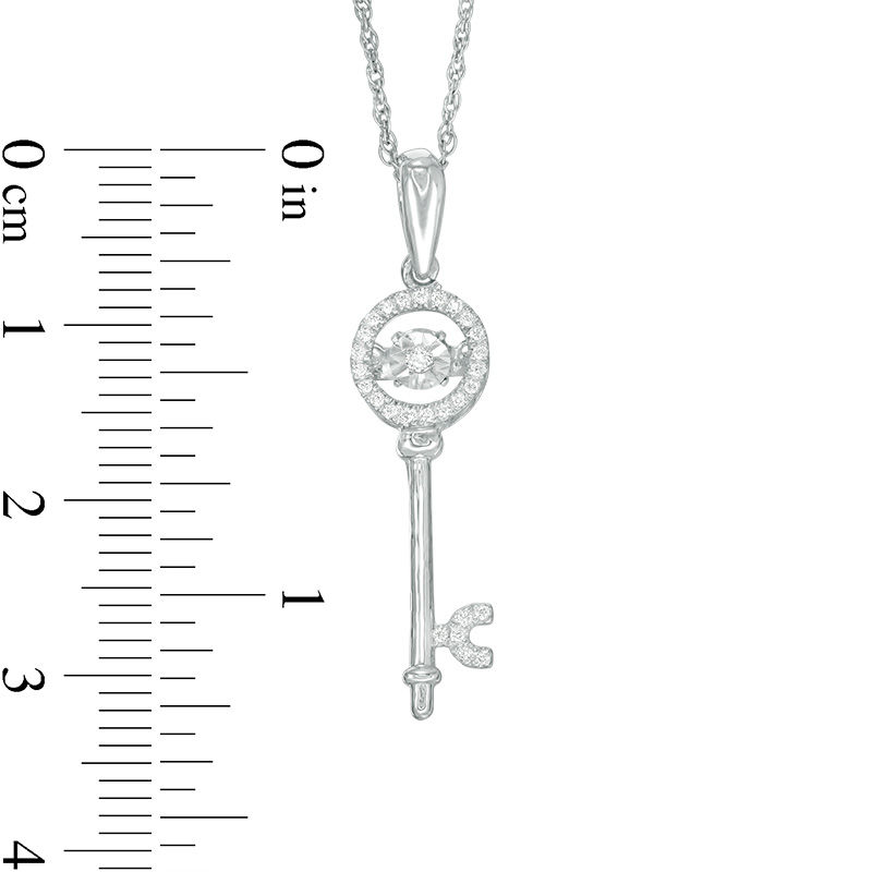 Main Image 2 of 1/10 CT. T.W. Diamond Key Pendant in Sterling Silver