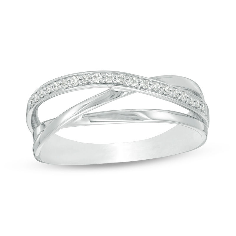 1 15 CT. T.W. Diamond Crossover Ring in Sterling Silver Zales Outlet